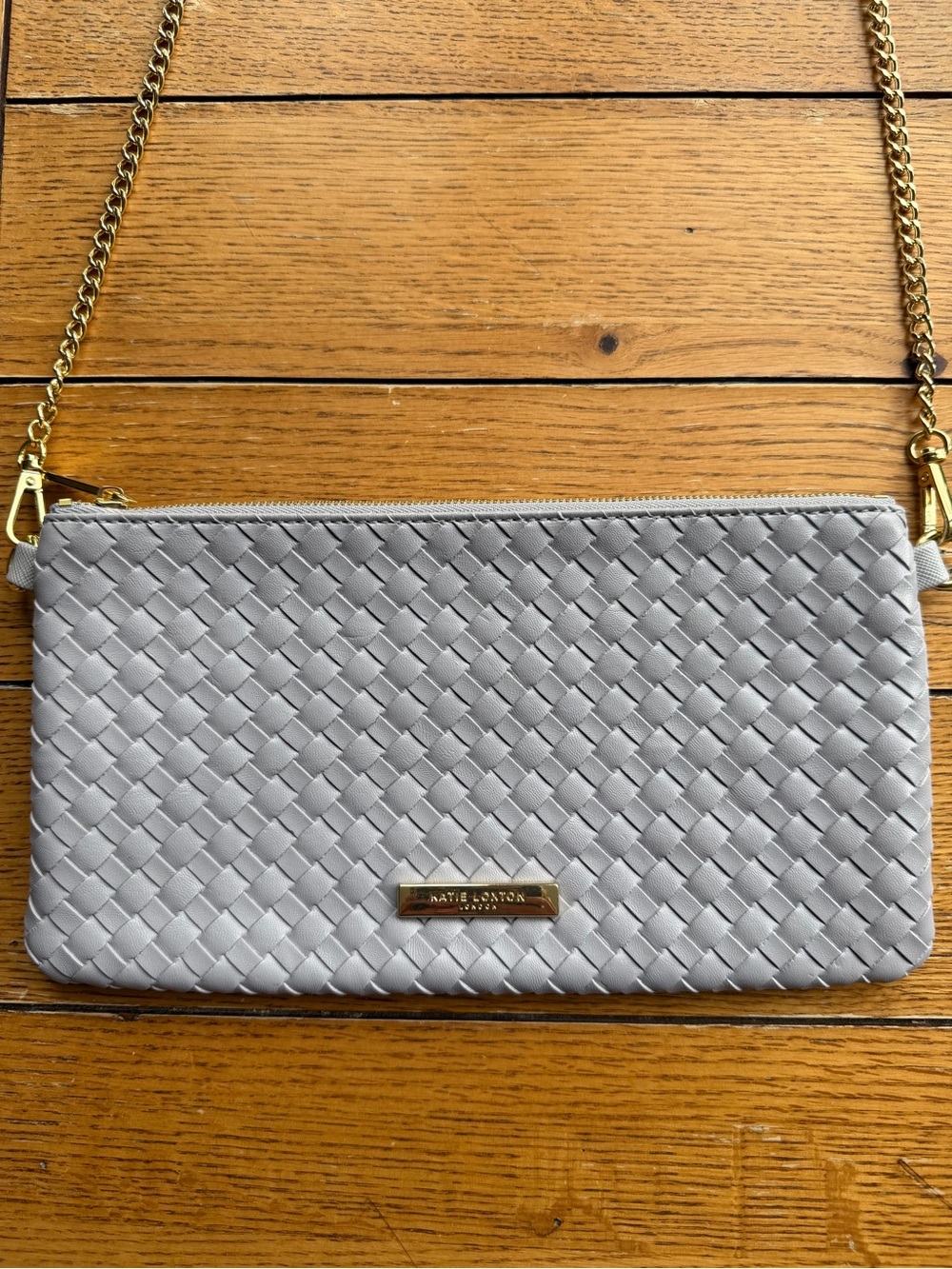 Katie Loxton London Woven Grey Crossbody Bag with Gold Chain - never used!